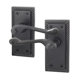 EAI Matt Black Georgian Scroll Door Handles - 1 Pair of Internal Lever Latch Handles on Backplate - Rope Design
