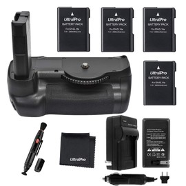 Battery Grip Bundle for Nikon D5600: Includes Vertical Battery Grip, 4-Pk EN-EL14a Long-Life Batteries, Charger, UltraPro Accessory Bundle