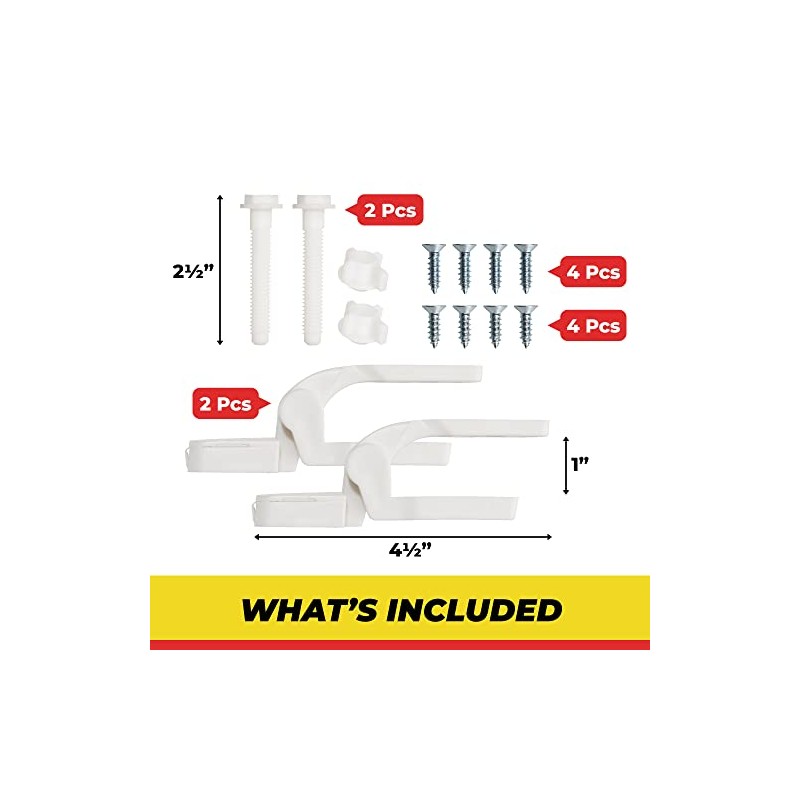White Plastic Toilet Seat Hinge Replacement with Bolts Screw and