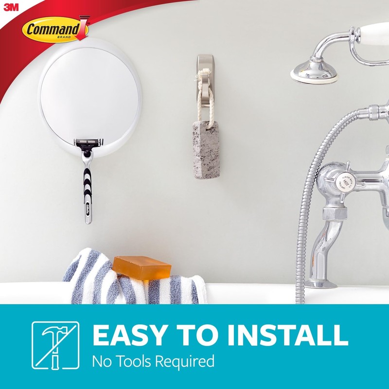 Command Modern Reflections Large Metal Bath Hook, Satin Nickel, 1-Hook