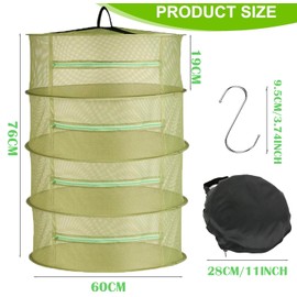 Drying Net Mesh Herb Dryer for Herbs, 4-Layer Herb Drying Foldable Herb Net Drying Nets for Drying with Zips, Drying Net for Plant, Fish, Meat, Herbs, Fruits