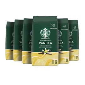Starbucks Flavored Ground Coffee, Vanilla Flavor, Velvety & Rich, Made without Artificial Flavors, Flavor Lock Packaging (11 Ounce (Pack of 6))