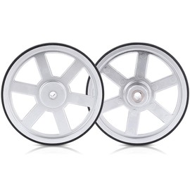 Oumefar 90mm Robot Wheel Built-in Hub Matches Metal Good Traction with Neoprene Tire Tread Robot Wheel Industrial Robot Parts for DIY Robot Vehicles