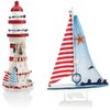 com-four® 2-Piece Maritime Decoration Set - Decorative Wooden Sailing Ship