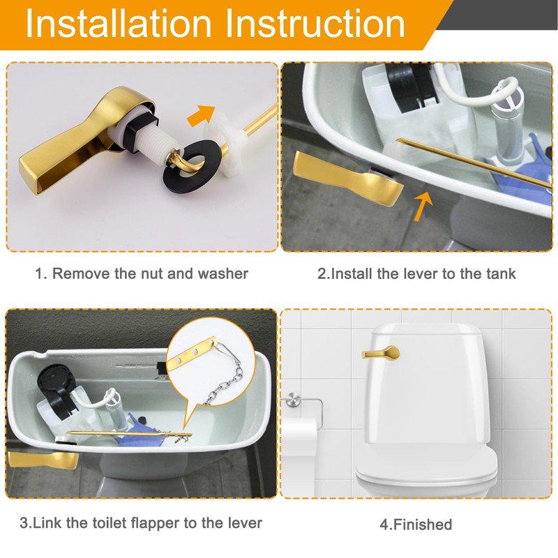 Hibbent 2 Pack Universal Front Mount Toilet Handle Tank Flush