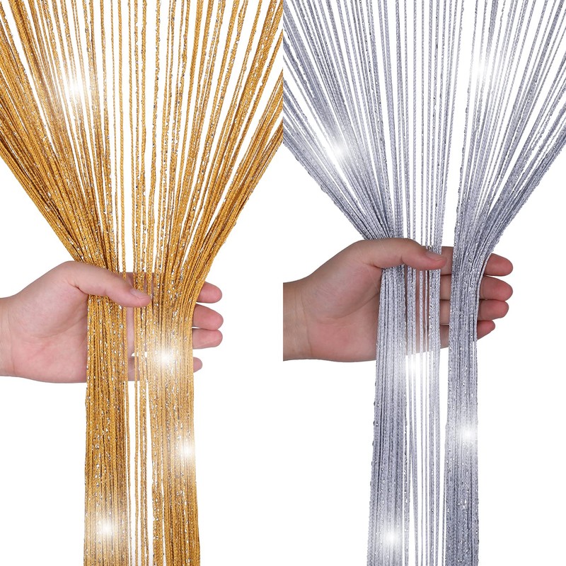 WedDecor Turquoise String Curtains Glitter Fringe Panel Fly Screen Room