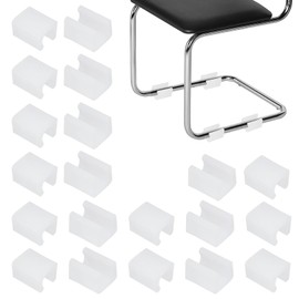 PATIKIL 20pcs U Chair Leg Caps, 13mm U Shaped Chair Leg Floor Protectors Rectangle Tips Covers Pads Slide Smoothly for Hardwood Floors, White