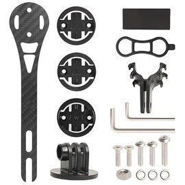 Wenbones Carbon Fibre Integrated Bicycle Computer GPS Mount, Carbon Fibre Handlebar Extension Mount Compatible, for Wahoo, Garmin Edge, Bryton, GIT, Mounts for Action Cameras and Light