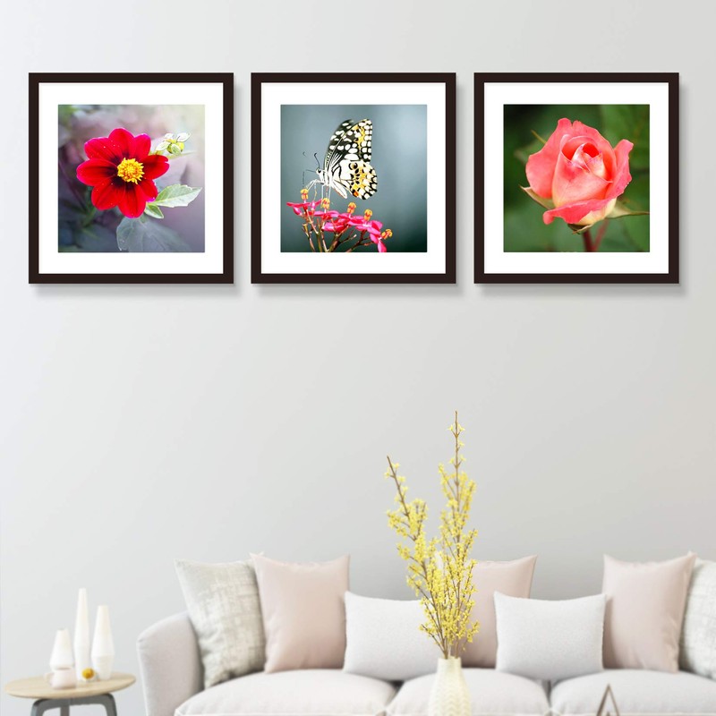 VITOIVE 18x18 Frame Black With Mat 14x14 Solid Wood Picture