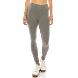 Leggings Depot Women's 3" Waistband Yoga High Waisted Solid Leggings Pants (Full Length, Heather Gray, 3X5X)