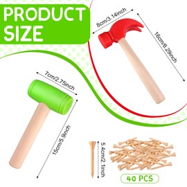 HAOWANWW 4Pcs Hammer Toys with 40Pcs Small Wooden Hammer Simulation Fake Hammer Maintenance Tools,Toy Hammer Plastic Toddler Claw Hammer Portable Toys Pretend Play Fake Mallet Hammer for Boys Girls