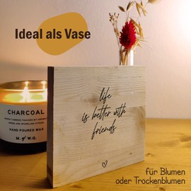 Freundinnen Geschenk - Life is better with friends Holzbild + Reagenzglas zum Hinstellen opt. als Vase oder Geldgeschenk - Beste Freundin Geschenke Geburtstag, Freund Geschenk, BFF, Bestie