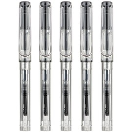 5PCS Jinhao 619 Resin Fountain Pen Set, Iridium Fine Nib Smooth Writing Pen with Ink Converter (Transparent)