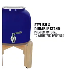 Geo Porcelain Ceramic Crock Water Dispenser with Stainless Steel Faucet Blue