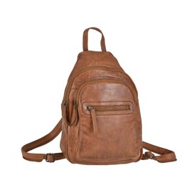 Bear Design CowLavato Women's Leather Cognac City Backpack Daypack, brown, Rucksack