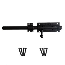 Proshopping 10 Inch Barrel Bolt Latch, 304 Stainless Steel Heavy Duty Gate Latch Slide Lock with Padlock Hole, 14mm Dia.Rod Security Sliding Bolt Gate Latch for Wooden Fence, Door Latch - Black