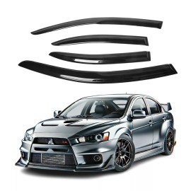 ZH Fits 2008-2017 Mitsubishi Lancer EVO Side Window Visor Sun Rain Deflector Guard