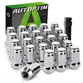 AUTOPTIM 24pcs M12x1.25 Spline Lug Nuts - Replacement for Nissan Armada, Titan, Xterra Aftermarket Wheel Chrome Closed End 6 Point Nuts with 1 Socket Key