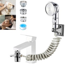 AWXYG Sink Sprayer Attachment for Faucet ，Kitchen Bathroom On/Off Handheld Shower Head with Flexible Hose,Faucet Aerator & Diverter Valve,for Hair Washing Pet Dog Shower1
