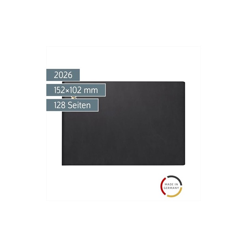 rido/idé Taschenkalender Mod. Septimus 2026 | A6 quer, Kunststoff, schwarz
