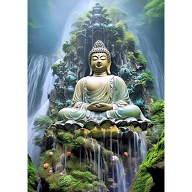 TOSTOG Diamond Painting for Adults Beginners, Buddha Statue Landscape 5D Diamond Painting Kits Pictures DIY Full Drill Diamond Painting Set 30 x 40 cm for Wall Decoration