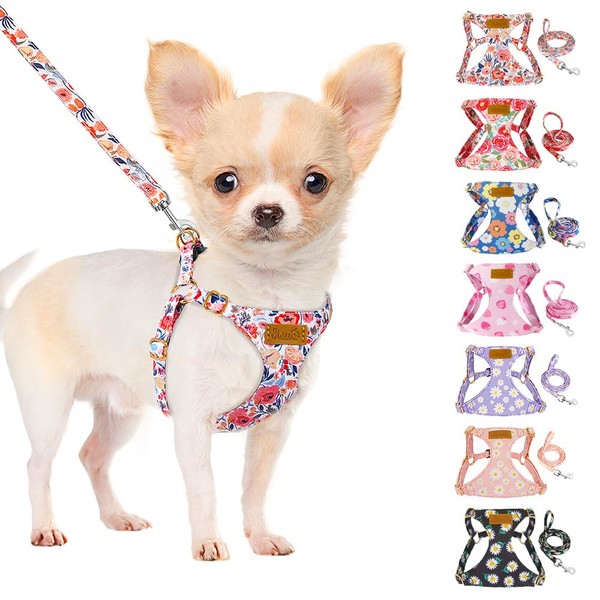 SlowTon Dog Harness with Lead, No-Pull Lightweight Soft Suede Puppy