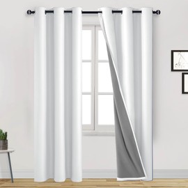 DWCN Greyish White Grommet Curtains Sound Proof Full Blackout Curtain 2 Panels Thermal Insulated Heat Blocking Window Curtains for Bedroom/Nursery/Kid Room (Greyish White,42" W x 84" L)