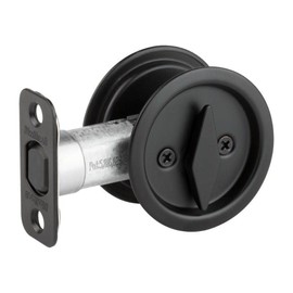 Kwikset 335-514 Round Privacy Pocket Door Lock Iron Black Finish
