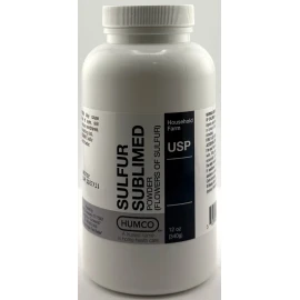 Humco Sulfur USP Sublimed Powder Compounding Agent Skin Disorder Relief 12 oz