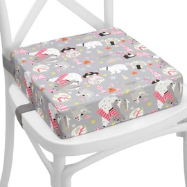 Child Booster Seat Booster Seat Chair, 32 x 32 x 8 cm, Seat Cushion, Children's Booster Seat Chair Raiser Cushion for Toddlers, Dining Table, Chair Cushion and Baby Seat, Animals, Grey
