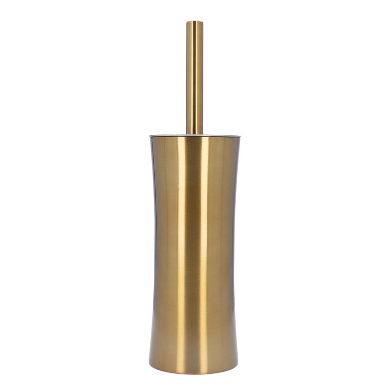 Toilet Brush Set Stainless Steel Gloden Space Saving Soft Durable