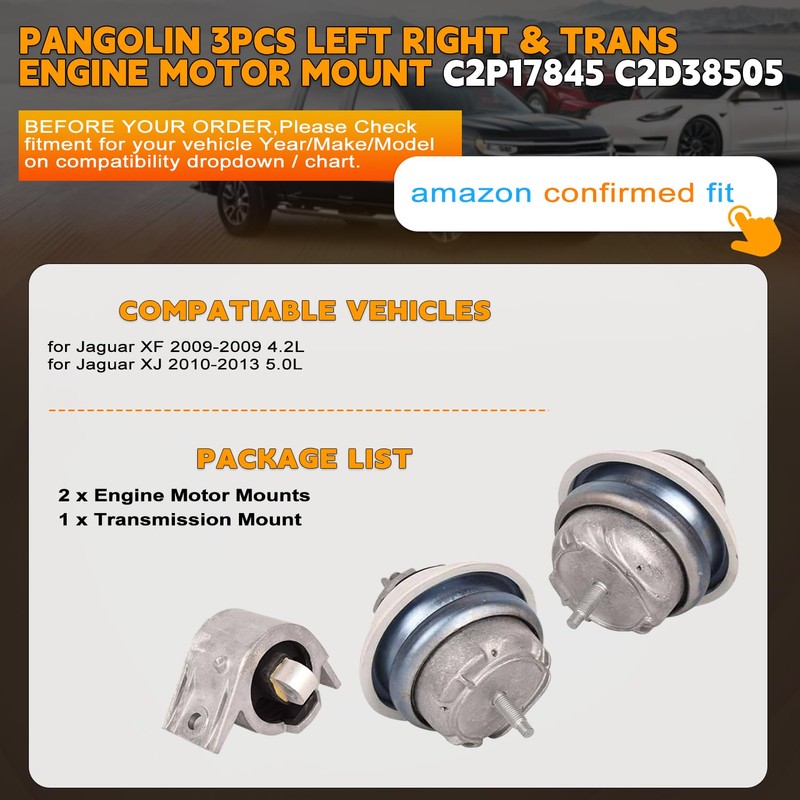 PANGOLIN 3PCS Engine Motor Mount Left Right & Trans Mount