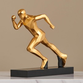 AWNR Male Runner Statue Abstract Figurine Gold Decor Resin Art Sculpture Modern Home Decor for Living Room TV Stand Desk Accents Shelf Decor Office Decorations Perfect Collectible