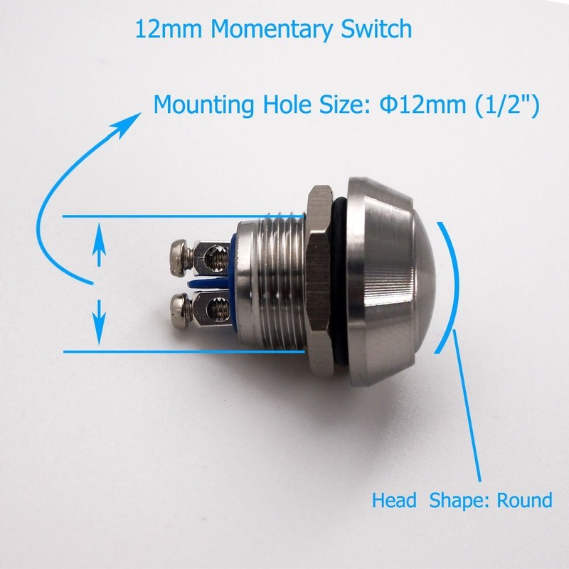 Momentary Push Button Switch, URTONE UR123, 1NO SPST DC/AC 36V