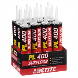Loctite PL 400 Subfloor Heavy Duty Adhesive, Versatile Construction Glue for Floor, Cement, Stone, & More - 10 fl oz Cartridge, Pack of 12