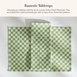 MACKENZIE-CHILDS Set of 4 Cotton Placemats, Decorative Table Mats, Green Check