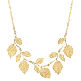 Flyonce Golden Leaf Vine Branch Collar Necklace, Bohemian Statement Plant Chunky Necklace for Women