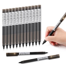 USUAL Gel Pens 12 Black Gel Ink Pens 0.5mm Liquid Ink Rollerball Pen Cute Fine Point Smooth Writing Quick-Drawing Pen for Journaling Back-to-School