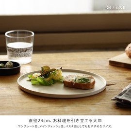 ideaco WAMONO 24 kuro Plate, Flat Plate, Diameter 9.4 x Height 0.4 inches (24 x 1.1 cm)