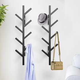SNOGSWOG Vertical Coat Rack & Hat Rack Set of 2, Wall Mounted 39 Inch Floating Coat Rack for Entryway, Living Room, Bedroom