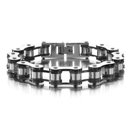 LAFATINA Motorcycle Bike Chain Link Bracelets Stainless Steel Bicycle Masculine Polished Wristband for Men Women