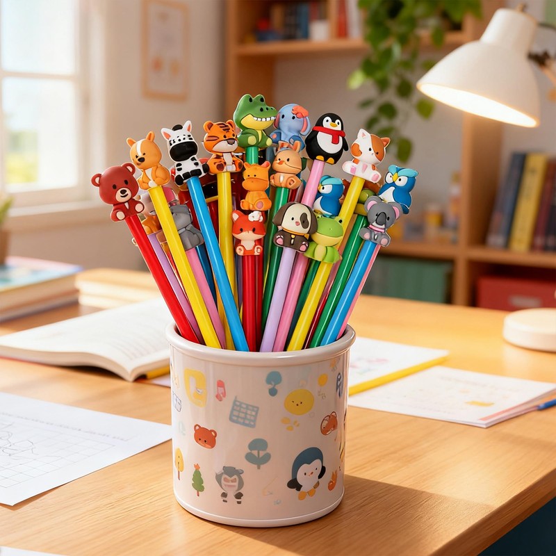 DMIGHT Cute Safari Animals Cartoon Gel Black Ink Pens,Random Kawaii