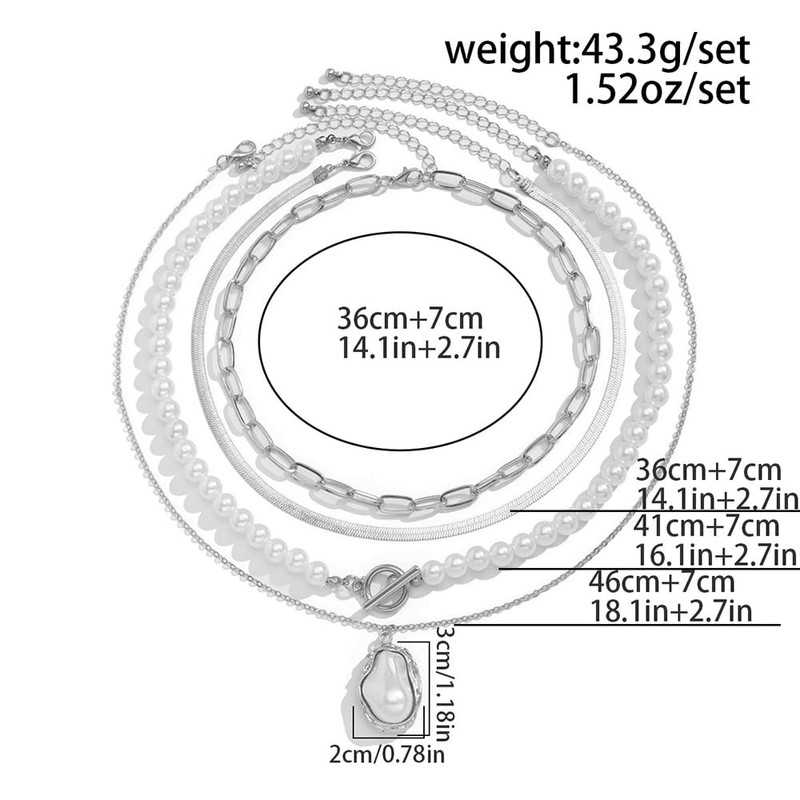 Octwine Boho Simple Layered Gold Silver Pearls Choker Necklaces for