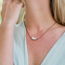 Luna Tide Howlite Chip Bead Bar Necklace in Bronze