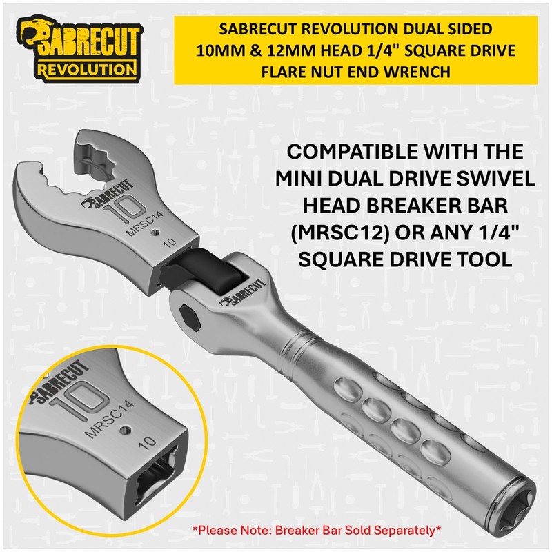 1 x SabreCut MRSC14 10mm/12mm Dual Sided Flare Nut Wrench