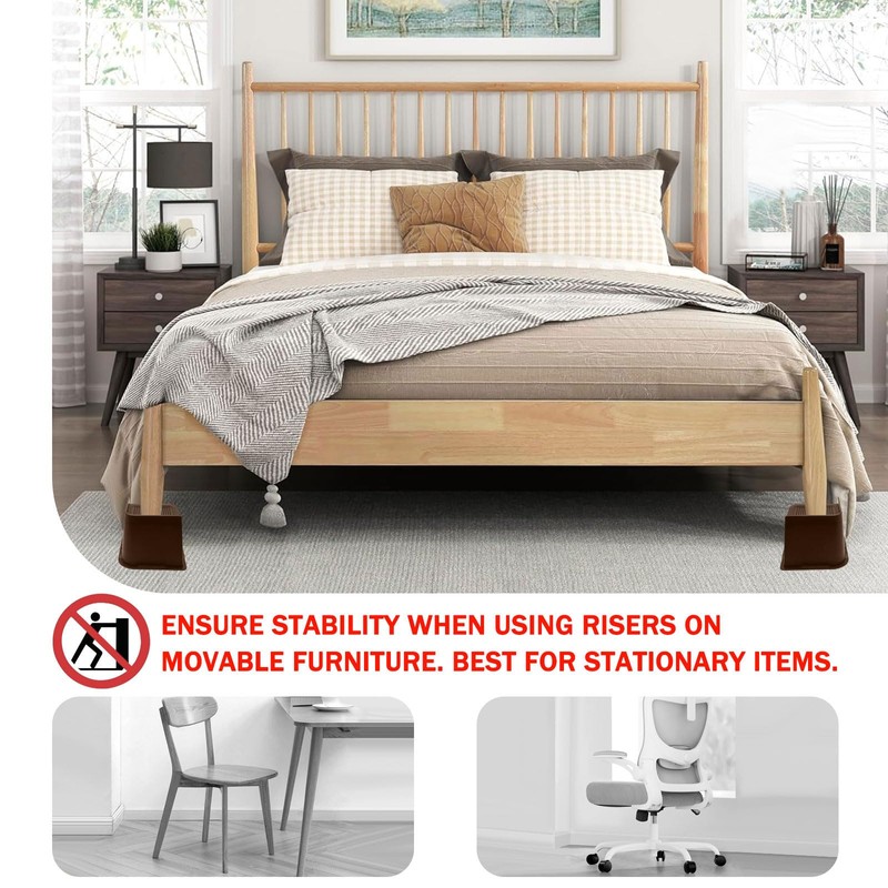 ANNKUT Bed Risers 4 Inch Heavy Duty, Furniture Risers for