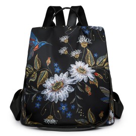 Volumoon Women's Anti-Theft Backpack, 2 in 1 Women's Backpack Waterproof Nylon, Shoulder Bag, Large Capacity Shoulder Bag, Casual Daypack Travel Backpack for Women Girls, C-black