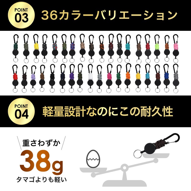 SasuGadget Retractable Keychain, Compact & Durable Key Reel with Carabiner,
