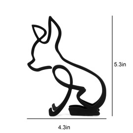 Marsrut Escultura de pared minimalista de metal para perro, estatua de arte de dibujo geométrico de alambre de metal abstracto para perro, decoración de pared minimalista para sala de estar (Chihuahua)