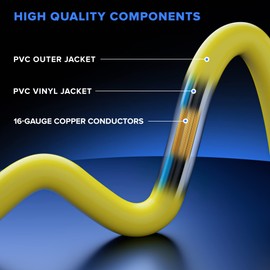 Maximm 50 Ft Yellow Extension Cord, Heavy Duty 3-Prong Outdoor Power Cable, ETL Listed for Contractors